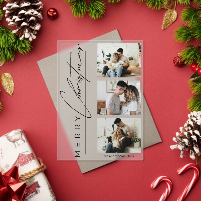 Tarjeta moderna de Navidad con 3 fotos y letra min (Insitu (Vacaciones))