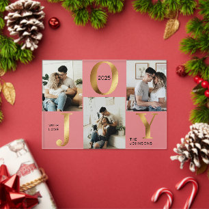 Tarjeta moderna de Navidad con foto de alegría en 