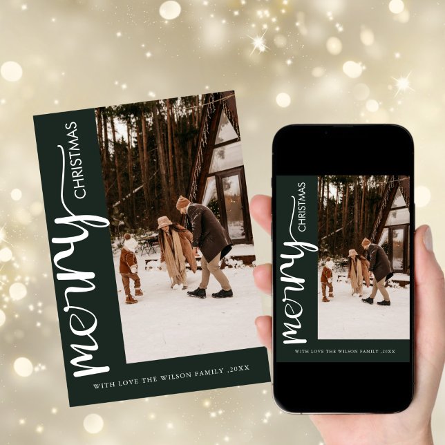 Tarjeta moderna de Navidad con foto de vacaciones  (Subido por el creador)