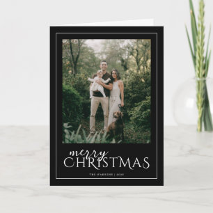 Tarjeta moderna de Navidad con foto enmarcada en n