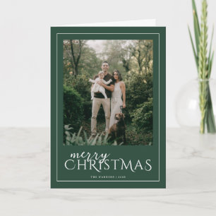 Tarjeta moderna de Navidad con foto enmarcada en v