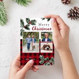 Tarjeta moderna de Navidades de chaqueta búfala de