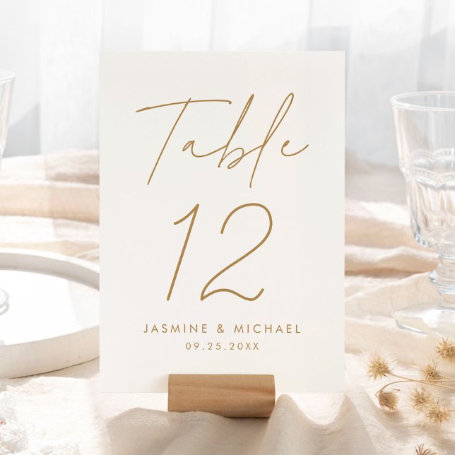 Tarjeta moderna de número de mesa de boda con letr (Subido por el creador)