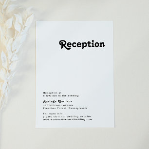 Tarjeta moderna de recepción de boda con letras re