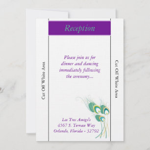Tarjeta moderna de recepción de la boda púrpura pa