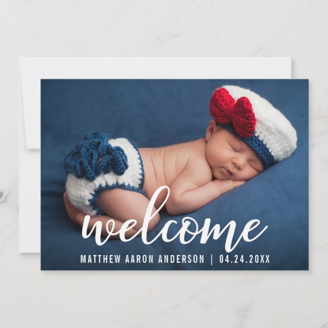 Tarjeta moderna de Recién nacido de Invitación de  (Anverso)