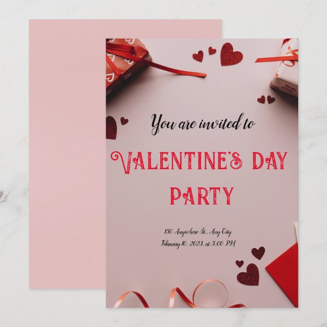 Tarjeta moderna de Red Happy Valentine Day (Anverso / Reverso)