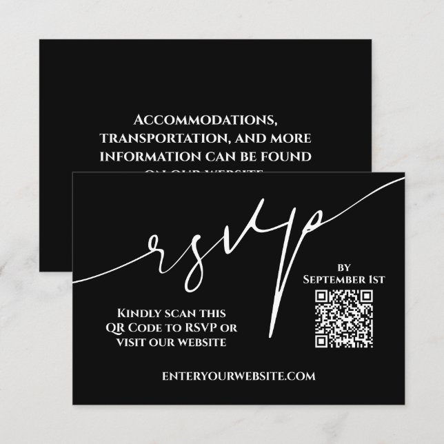 Tarjeta moderna de respuesta de boda en código QR  (Anverso / Reverso)