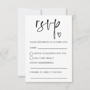 Tarjeta moderna de respuesta en blanco y negro RSV