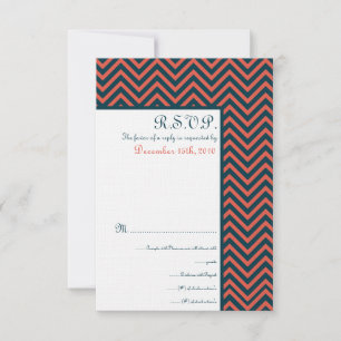 Tarjeta moderna de respuesta para boda Chevron Neo