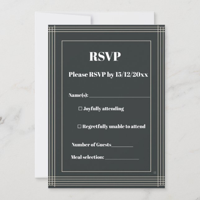 Tarjeta moderna de respuesta RSVP (Anverso)