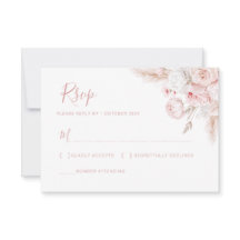 tarjeta moderna de rsvp de boda floral rosa polvor