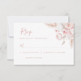 tarjeta moderna de rsvp de boda floral rosa polvor