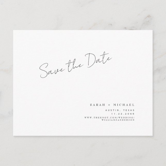 Tarjeta moderna de 'Save the Date' de boda con let (Anverso)