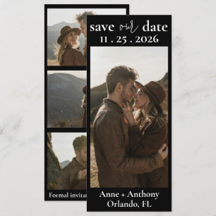 Tarjeta moderna de Save the Date en negro y blanco