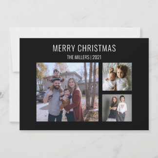 Tarjeta moderna de tres Navidades fotográficos - n