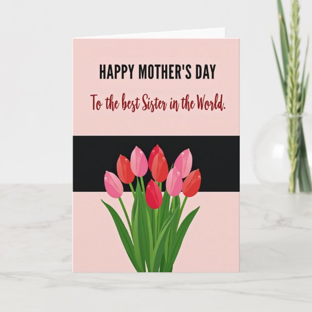 Tarjeta moderna del día de las madres hermanas (Anverso)