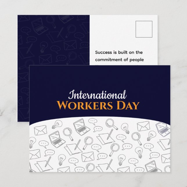 Tarjeta moderna del Día Internacional de los Traba (Anverso / Reverso)