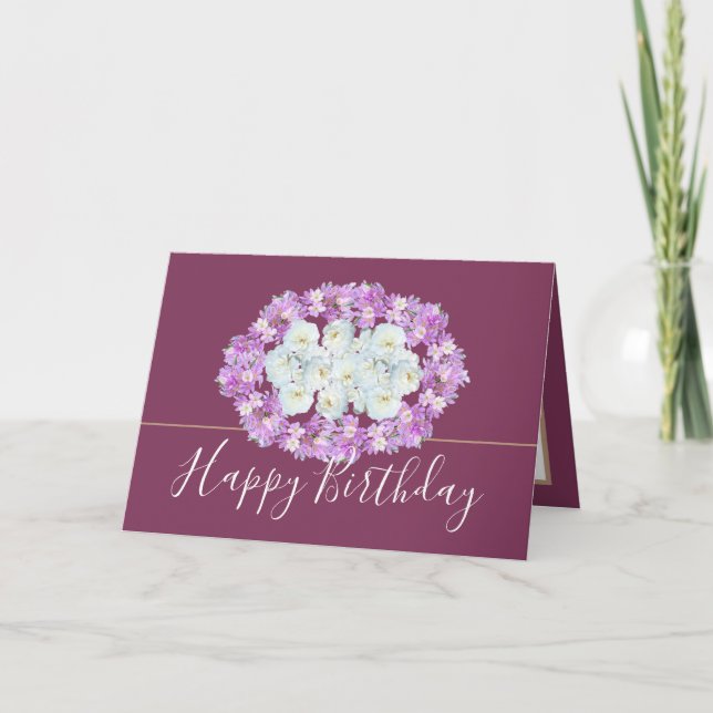 Tarjeta Moderna Elegante Moda Sencilla Floral Cumpleaños (Anverso)