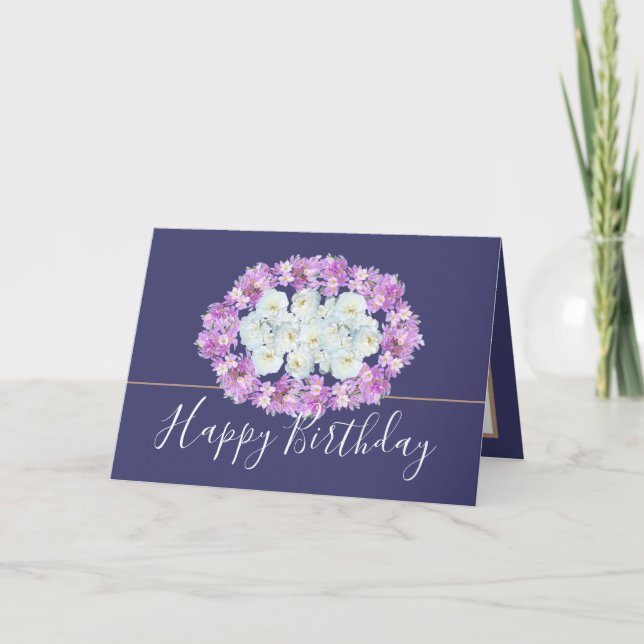 Tarjeta Moderna Elegante Moda Sencilla Floral Cumpleaños (Anverso)