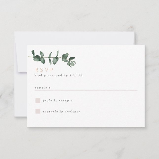 Tarjeta moderna Eucalyptus Greenery RSVP (Anverso)