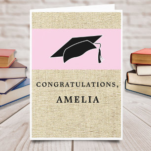 Tarjeta Moderna felicitación Rosa Rústica Graduación
