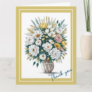 Tarjeta Moderna Flor De Arte Boho En Una Vase Gracias