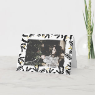 Tarjeta Moderna foto de vacaciones de Black & Gold Pine y 