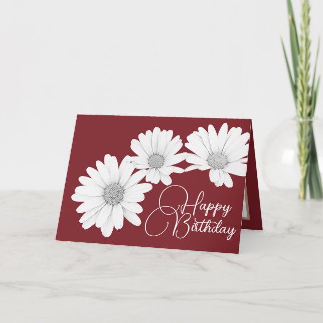 Tarjeta Moderna Girly Daisies Flores Florales Nacimiento R (Anverso)