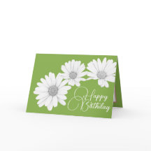 Moderna Girly Daisies Flores Florales Verdes Cumpl