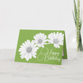 Tarjeta Moderna Girly Daisies Flores Florales Verdes Cumpl