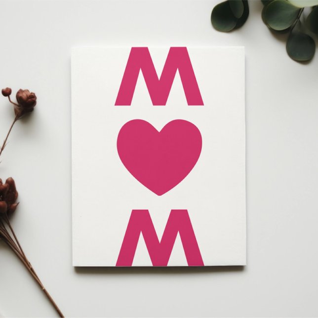 Tarjeta Moderna Gran MAMÁ Rojo Corazón Día de la Madre Bla (Subido por el creador)