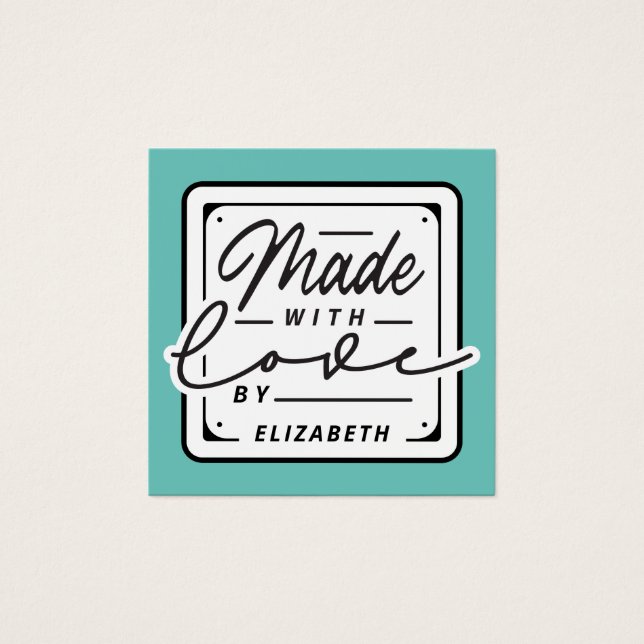 Tarjeta moderna hecha con la etiqueta de amor (Anverso)