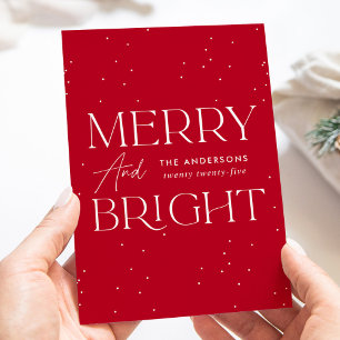 Tarjeta moderna roja de Navidad con la leyenda "Me