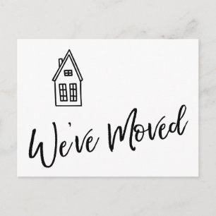 Tarjeta moderna "We've Moved" con dibujo de Little