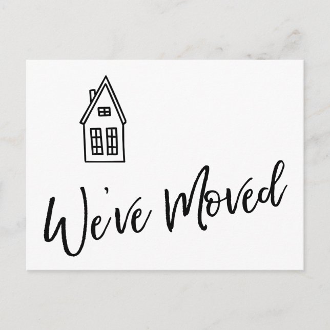 Tarjeta moderna "We've Moved" con dibujo de Little (Anverso)