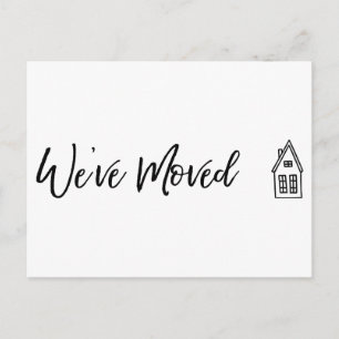 Tarjeta moderna "We've Moved" con dibujo de Little