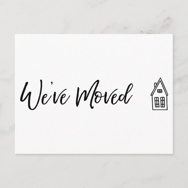 Tarjeta moderna "We've Moved" con dibujo de Little (Anverso)