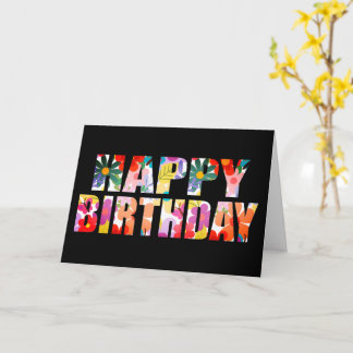 Tarjeta Moderna y colorida floral feliz cumpleaños