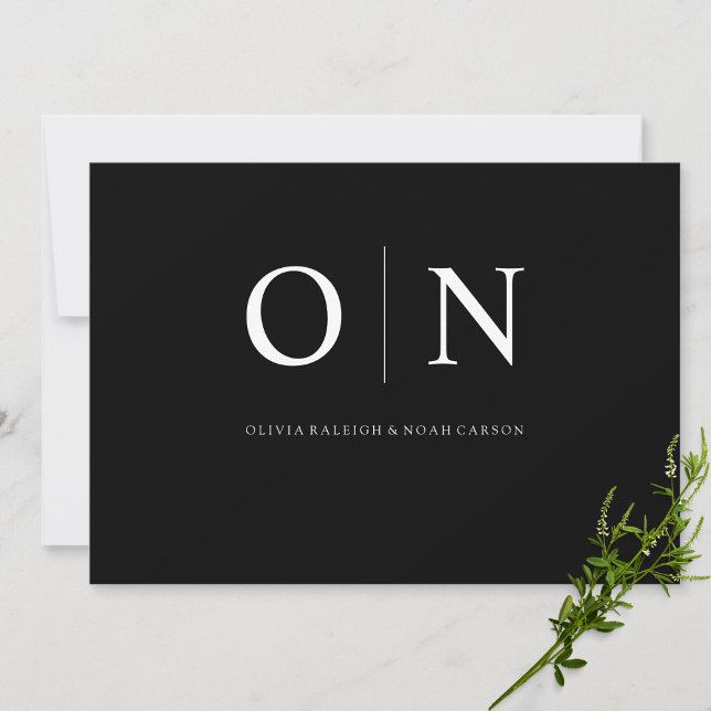 Tarjeta moderna y elegante de boda negra para guar (Subido por el creador)