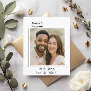 Tarjeta moderna y elegante de foto de boda para gu