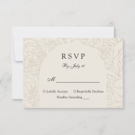 Tarjeta moderna y elegante de rsvp de boda beige m