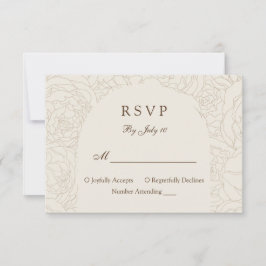 Tarjeta moderna y elegante de rsvp de boda beige m