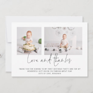 Tarjeta Modernas 2 fotos Amor y Gracias por el cumpleaños