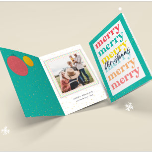 Tarjeta Modernas estrellas de oro Navidades verdes con una