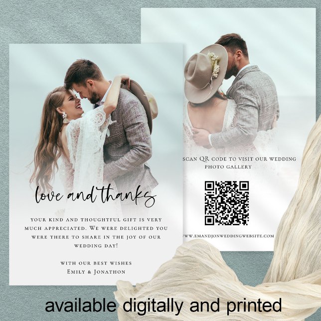 Tarjeta Moderno 2 Foto Grabación Negrita QR Código Amor Gr (Subido por el creador)