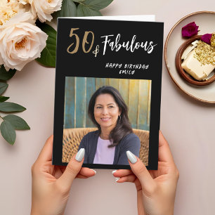 Tarjeta Moderno 50 y Fabuloso Foto Cumpleaños 50