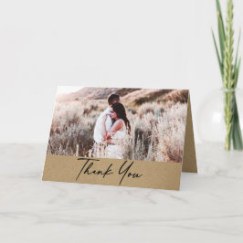 Tarjeta Moderno agradecimiento de boda con foto rústica Kr