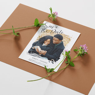 Tarjeta Moderno Ahorra la Fecha de Boda Minimalista con Fo
