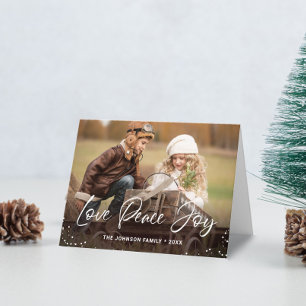 Tarjeta Moderno Amo Paz Alegría 3 Navidades FOTOGRÁFICOS